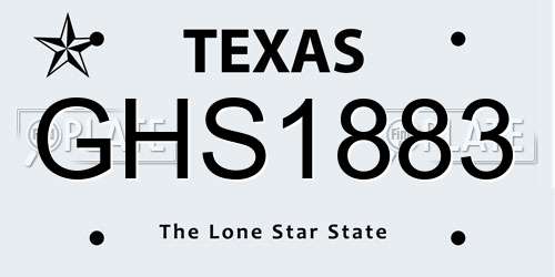 GHS1883 Texas License Plate