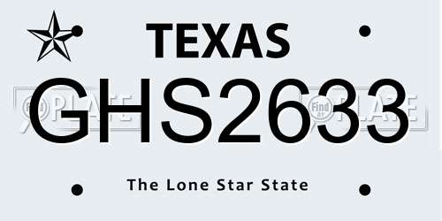 GHS2633 Texas License Plate