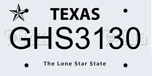 GHS3130 Texas License Plate