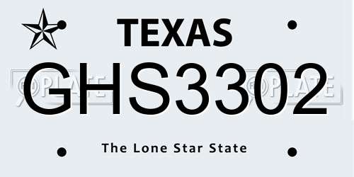 GHS3302 Texas License Plate