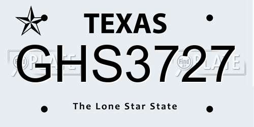 GHS3727 Texas License Plate