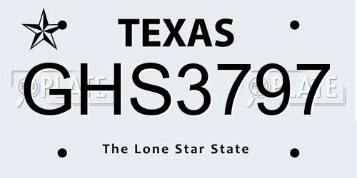 GHS3797 Texas License Plate