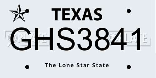 GHS3841 Texas License Plate