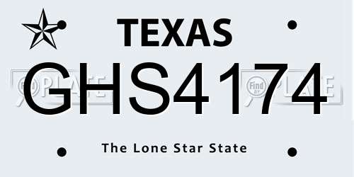 GHS4174 Texas License Plate