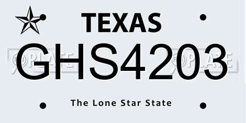 GHS4203 Texas License Plate