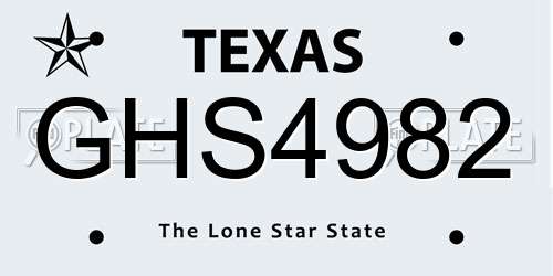 GHS4982 Texas License Plate