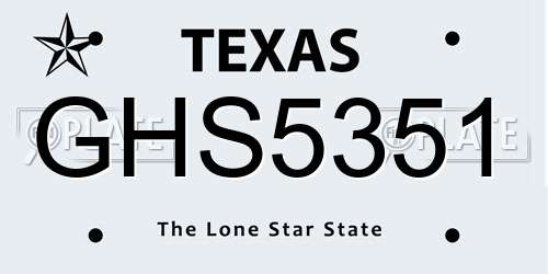 GHS5351 Texas License Plate