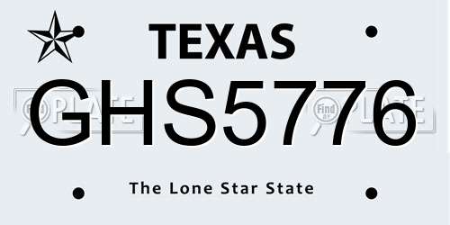 GHS5776 Texas License Plate