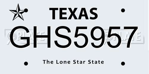 GHS5957 Texas License Plate