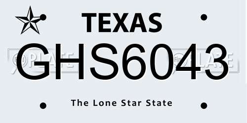 GHS6043 Texas License Plate