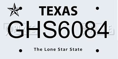 GHS6084 Texas License Plate