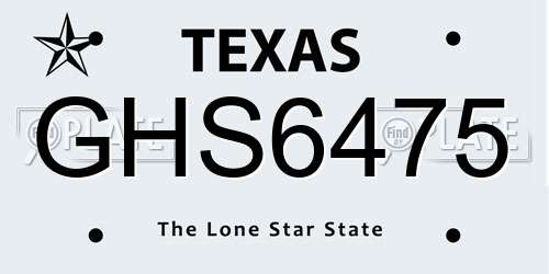 GHS6475 Texas License Plate