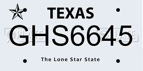 GHS6645 Texas License Plate
