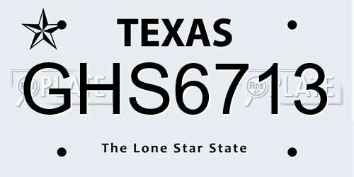 GHS6713 Texas License Plate