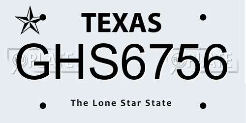 GHS6756 Texas License Plate