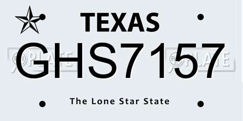 GHS7157 Texas License Plate