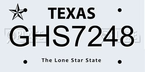 GHS7248 Texas License Plate