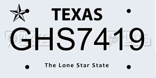 GHS7419 Texas License Plate