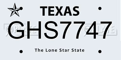 GHS7747 Texas License Plate