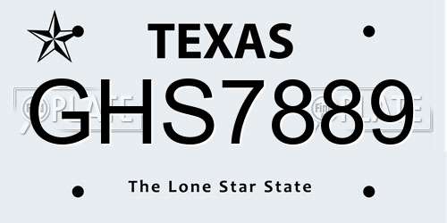 GHS7889 Texas License Plate