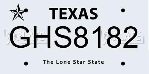 GHS8182 Texas License Plate