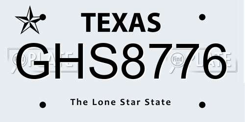 GHS8776 Texas License Plate