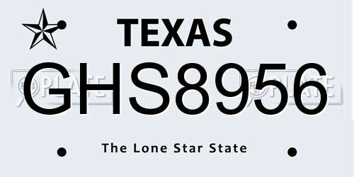GHS8956 Texas License Plate