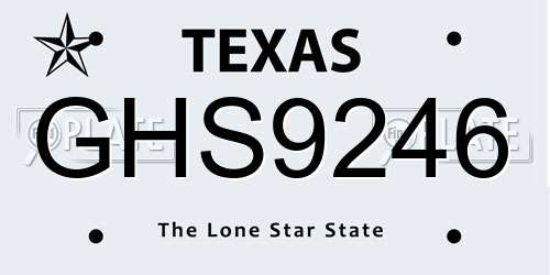 GHS9246 Texas License Plate