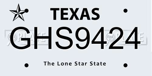 GHS9424 Texas License Plate