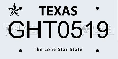 GHT0519 Texas License Plate