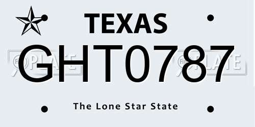 GHT0787 Texas License Plate