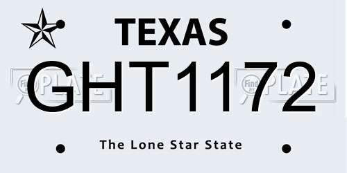 GHT1172 Texas License Plate