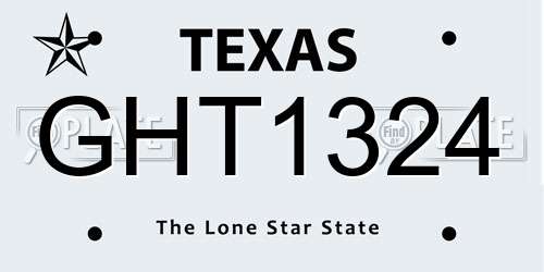 GHT1324 Texas License Plate