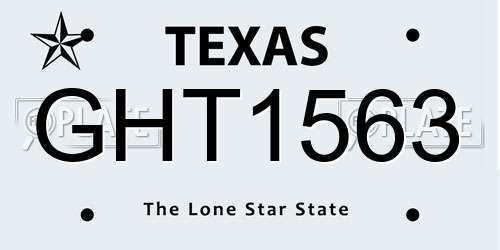 GHT1563 Texas License Plate