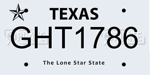 GHT1786 Texas License Plate