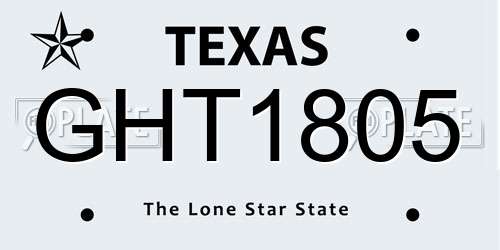 GHT1805 Texas License Plate