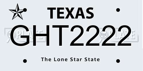GHT2222 Texas License Plate