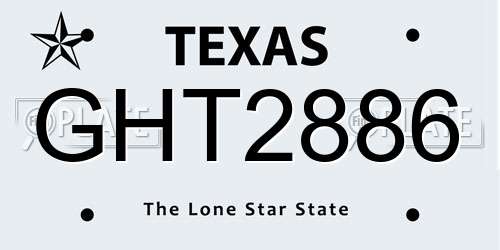 GHT2886 Texas License Plate