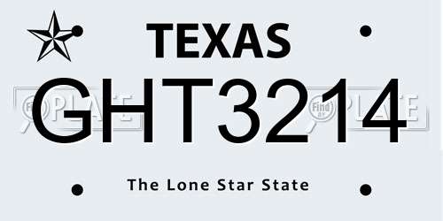 GHT3214 Texas License Plate