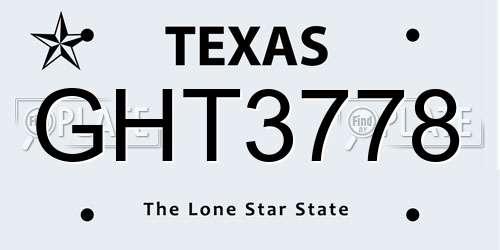 GHT3778 Texas License Plate
