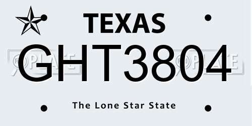 GHT3804 Texas License Plate