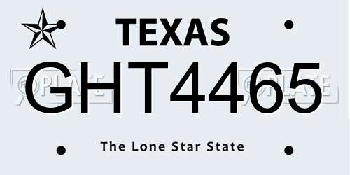 GHT4465 Texas License Plate