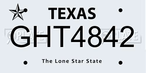 GHT4842 Texas License Plate