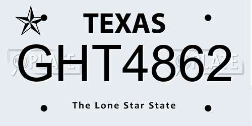 GHT4862 Texas License Plate