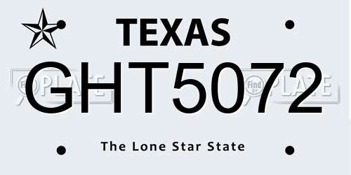 GHT5072 Texas License Plate