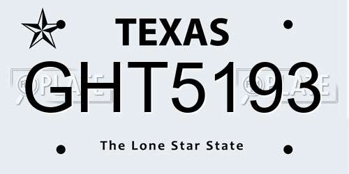 GHT5193 Texas License Plate