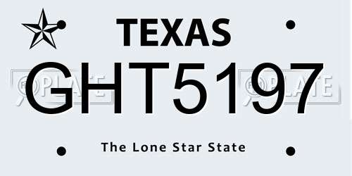 GHT5197 Texas License Plate