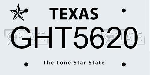 GHT5620 Texas License Plate