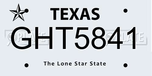 GHT5841 Texas License Plate