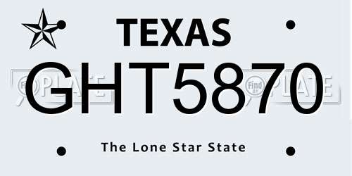GHT5870 Texas License Plate